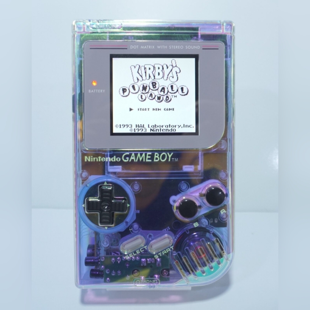 Iridescent Transparent Clear Game Boy (DMG-01) with 36 Color Backlit IPS Screen